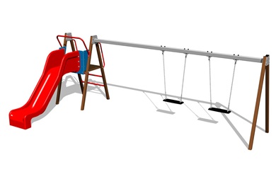 Chain swings with slide