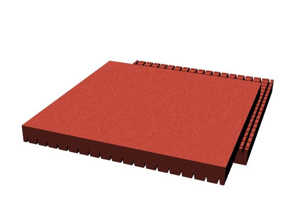 Rubber pavement 500x500x43 mm (raster 0 mm, red)