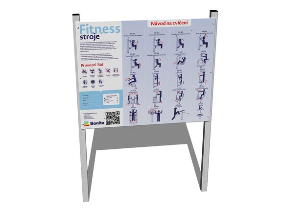 Information board with rules of operation and fitness plan