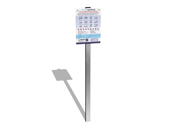 Information board with rules of operation and workout plan