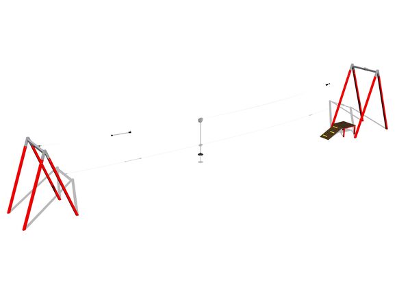 Twin post cableway with a ramp LD021KR - Red