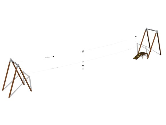 Twin post cableway with a ramp LD021KW - Brown
