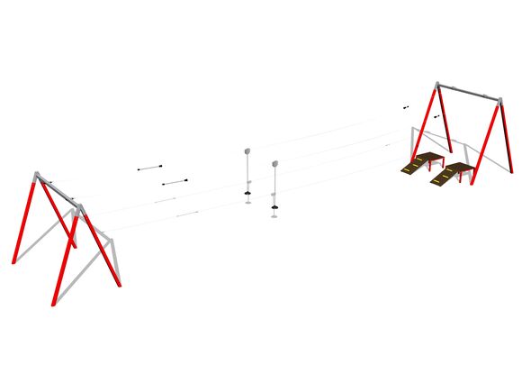 Twin post cableway with a ramp LD031KR - Red