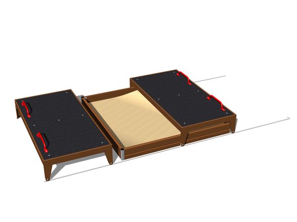 Sandpit with a movable cover 3x3 m PK330KW - brown