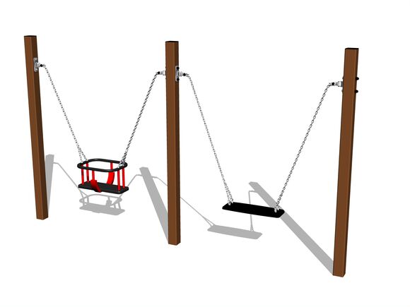 Twin chain swing - Brown (f.h. 1,0 m)
