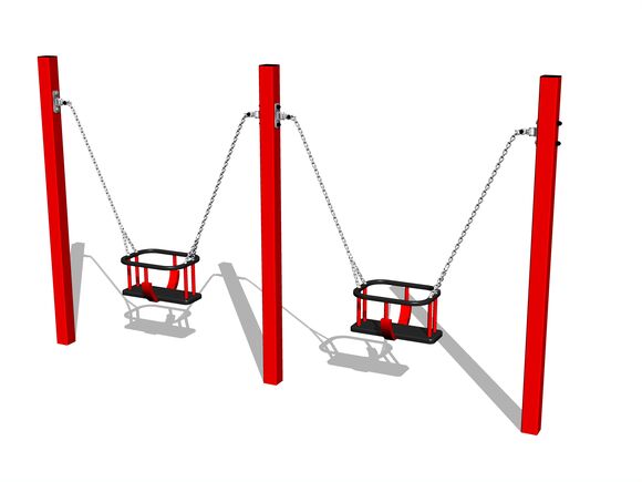 Twin chain swing - Red (f.h. 1,0 m)