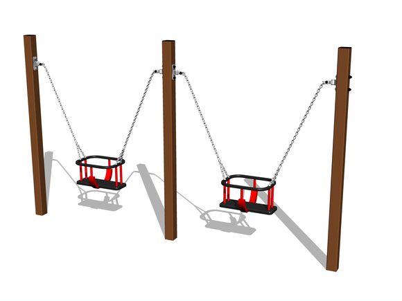 Twin chain swing - Brown (f.h. 1,0 m)