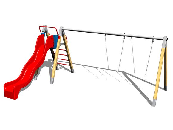 Twin chain swing with a slide RH250D (f.h. 1,5 m)