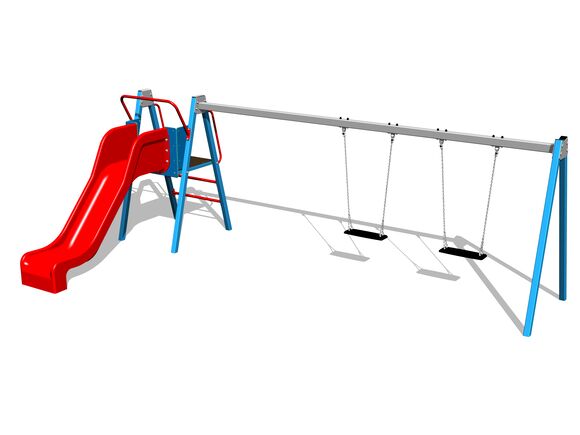Twin chain swing with a slide RH6251KB - Blue (f.h. 1 m)