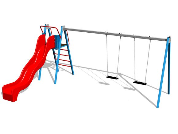 Twin chain swing with a slide RH6251KB - Blue (f.h. 1,5 m)