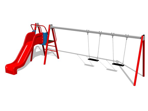 Twin chain swing with a slide RH6251KR - Red (f.h. 1 m)