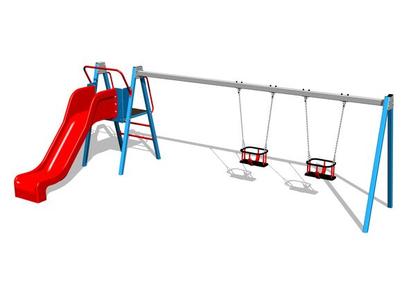 Twin chain swing with a slide RH6253KB - Blue (f.h. 1 m)