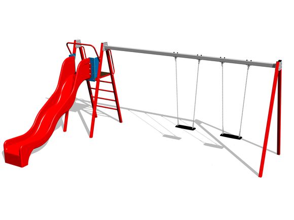 Twin chain swing with a slide RH6251KR - Red (f.h. 1,5 m)