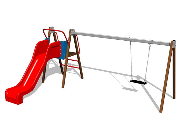 Chain swing with a slide RH6151KW - Brown (f.h. 1 m)