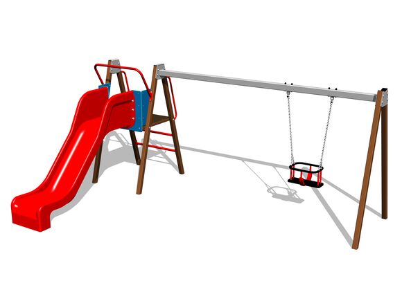 Chain swing with a slide RH6152KW - Brown (f.h. 1 m)