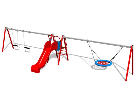 Triple chain swing Nest with slide RH6381KR - Red (f.h. 1 m)