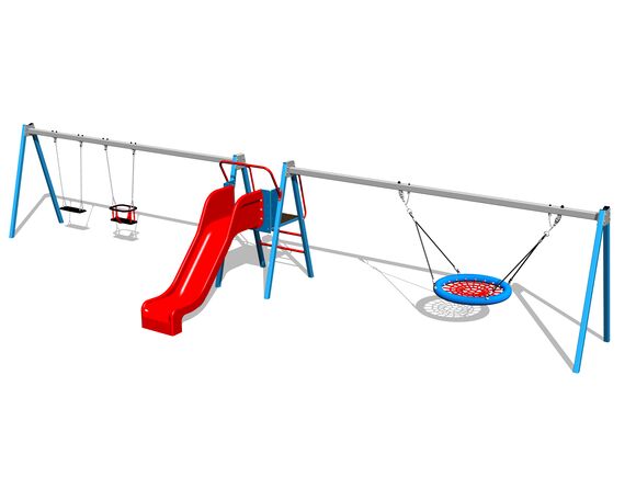 Triple chain swing Nest with slide RH6382KB - Blue (f.h. 1 m)