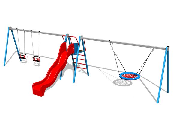Triple chain swing Nest with slide RH6383KB - Blue (1,5 m)