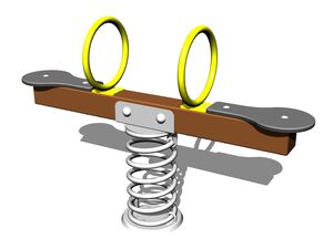 Double seat seesaw on spring - brown