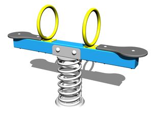 Double seat seesaw on spring - blue